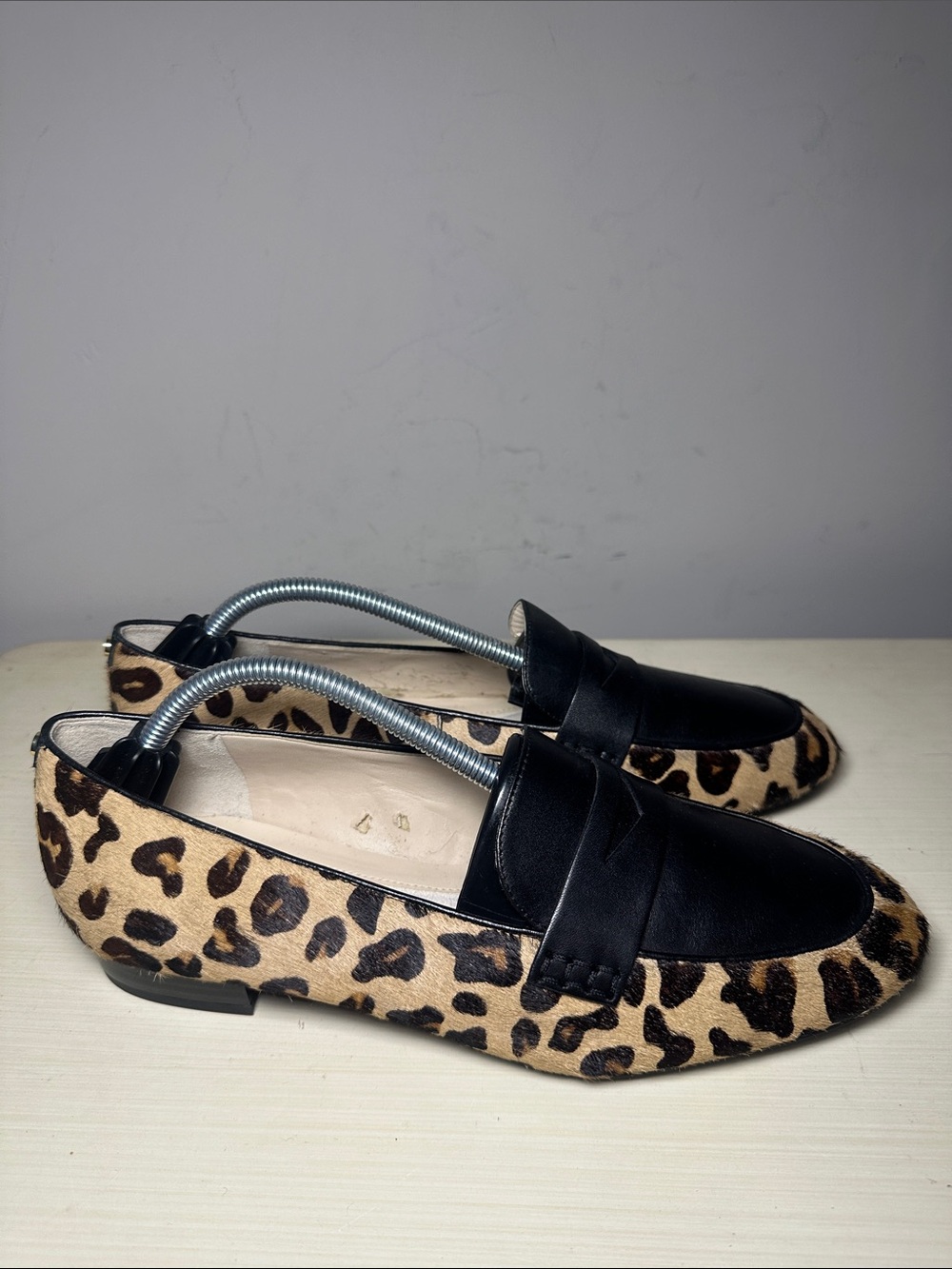 Cole Haan real fur Leopard Print Loafers with Black Vamp